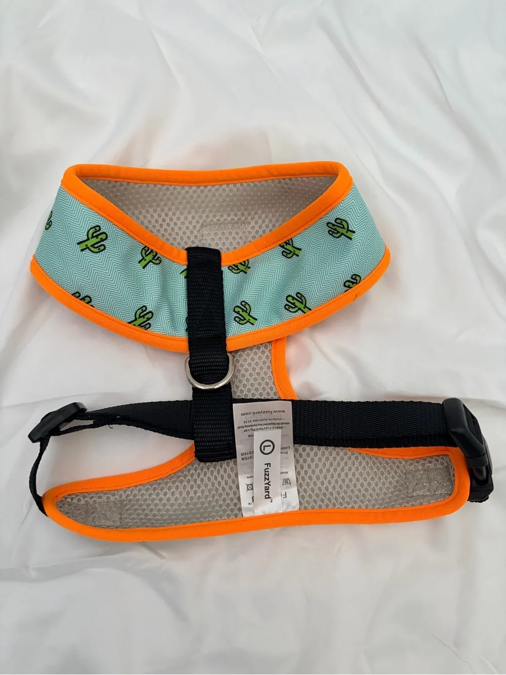 FuzzYard Mint Cactus Dog Harness with Orange Trim